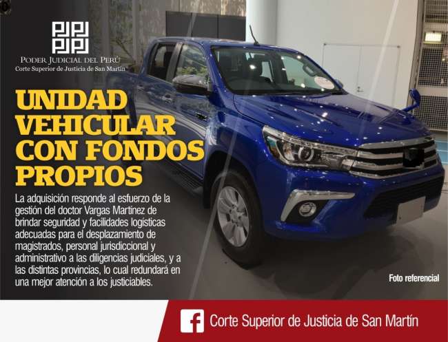  Corte Superior de San Martín adquirirá una unidad vehicular con fondos propios